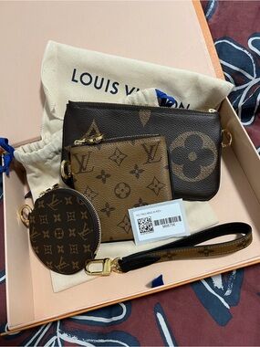 Louis Vuitton Trio Pouch (Monogram and Giant Reverse Monogram)